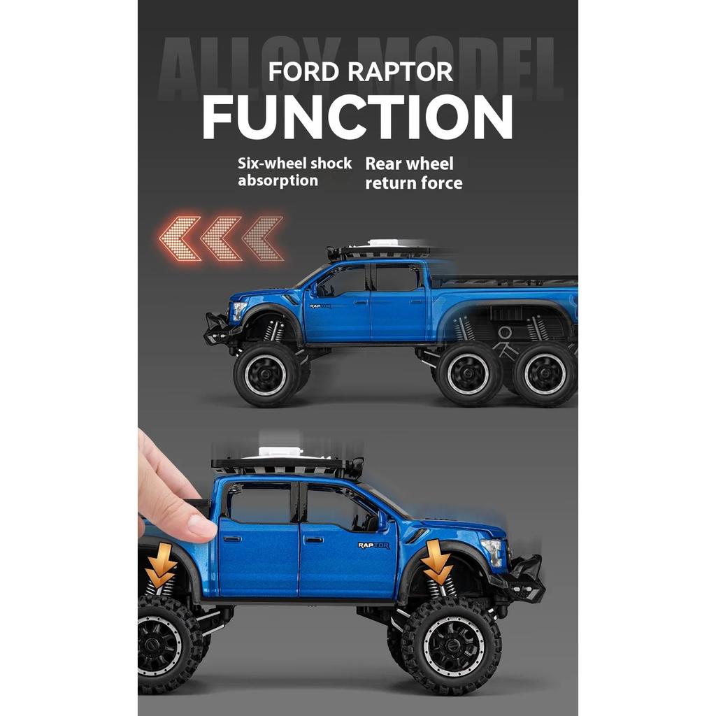 1/24 Scale  Ford F150 Camping RV Alloy Metal Diecast Off Road Pickup Truck Model Car Sound & Light Ornaments Gifts for Kid Boyfriend Present