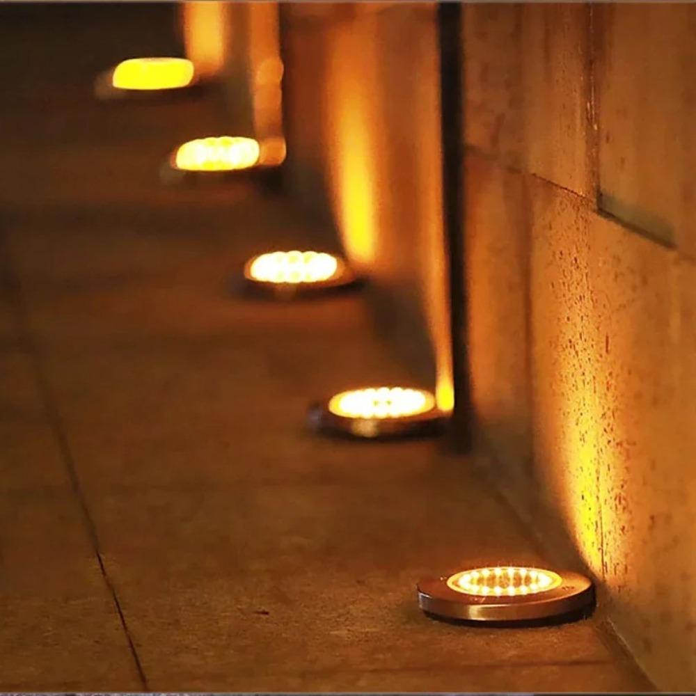 1/4pcs/8pcs Outdoor Solar Lights Buried Garden Decor 8/16LED Lamp Sunlight Power Disk Light Underground Yard Lawn Spotlight