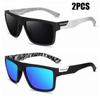 Quality 2PCS Luxury Sunglasses Stylish Square Male Sun Glasses Classic Driving Fishing Glasses Sport Shades UV