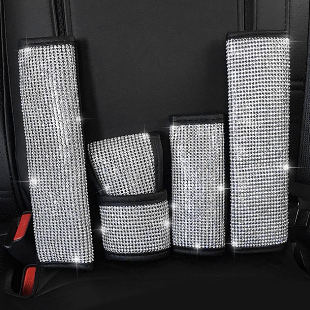 Car Shift Gear Cover Diamond Handbrake Protector Covers Crystal Shoot Gear Shoulder Guard Cover Auto Interior Decor Car Supplies