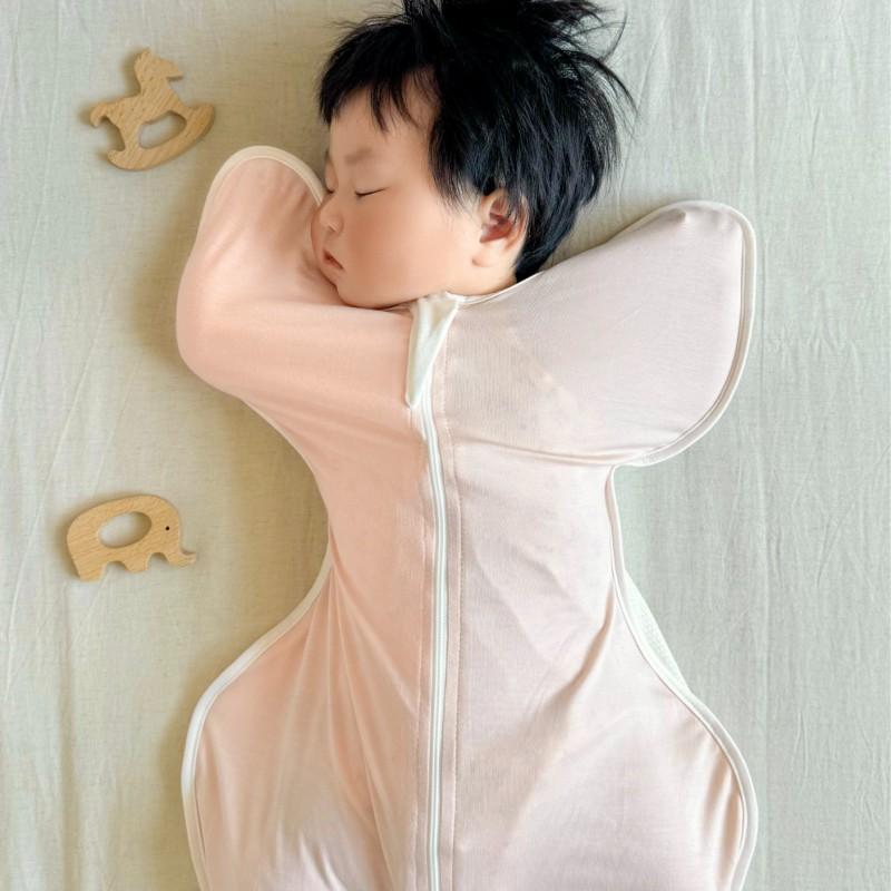 Newborn Sleep Sack With Mesh Fabric Anti Startle Swaddle Wing Sleeves Lightweight Breathable Baby Sleeping Bag