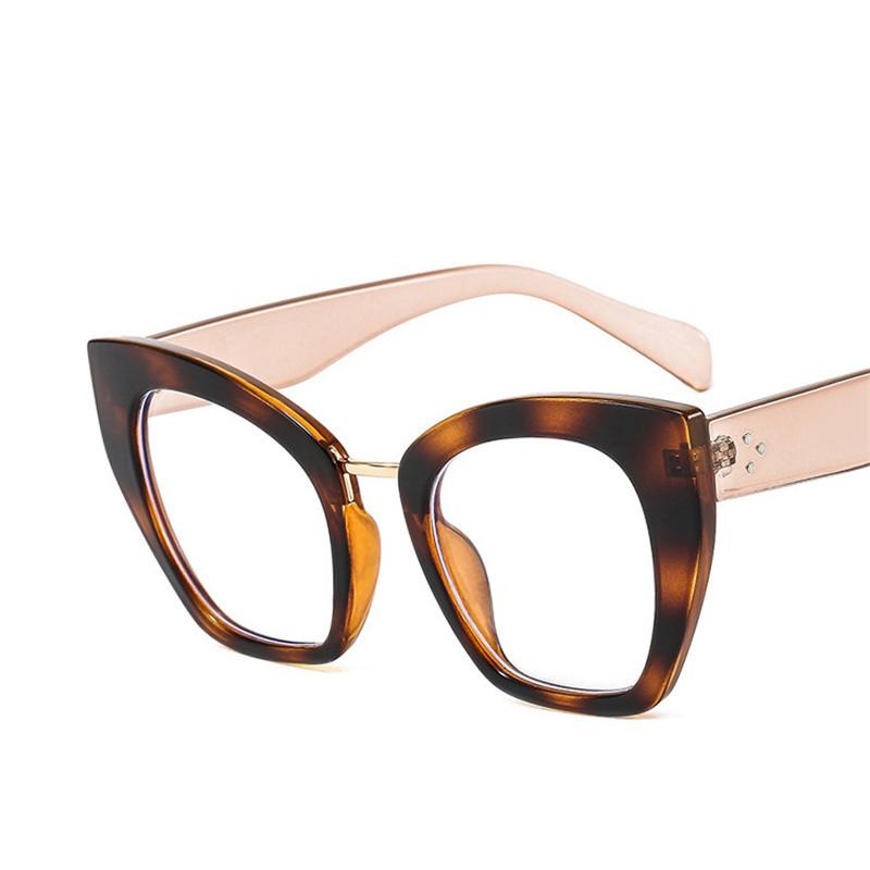 

Print Big Frame With Irregular Polygon Heavy Border Eyeglasses Stylish Vintage Retro Blue Light Blockingweight Radiation protection Women Glasses
