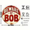 Vintage Round Beware Of Dog Metal Sign Wall Art Home Bar Pub Club Decor