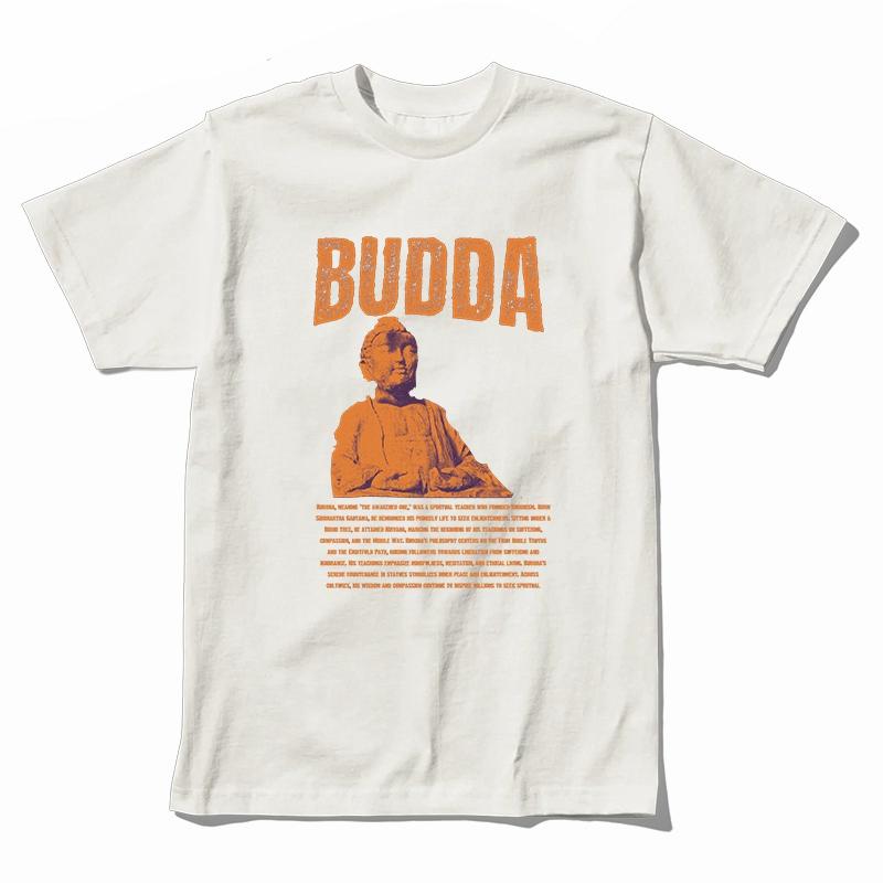 Coolmind U0003-T2 100% Cotton Cool Budda Statue Print Men T Shirt Exclusive Graphic Tshirt Men Big Size Tee Shirts