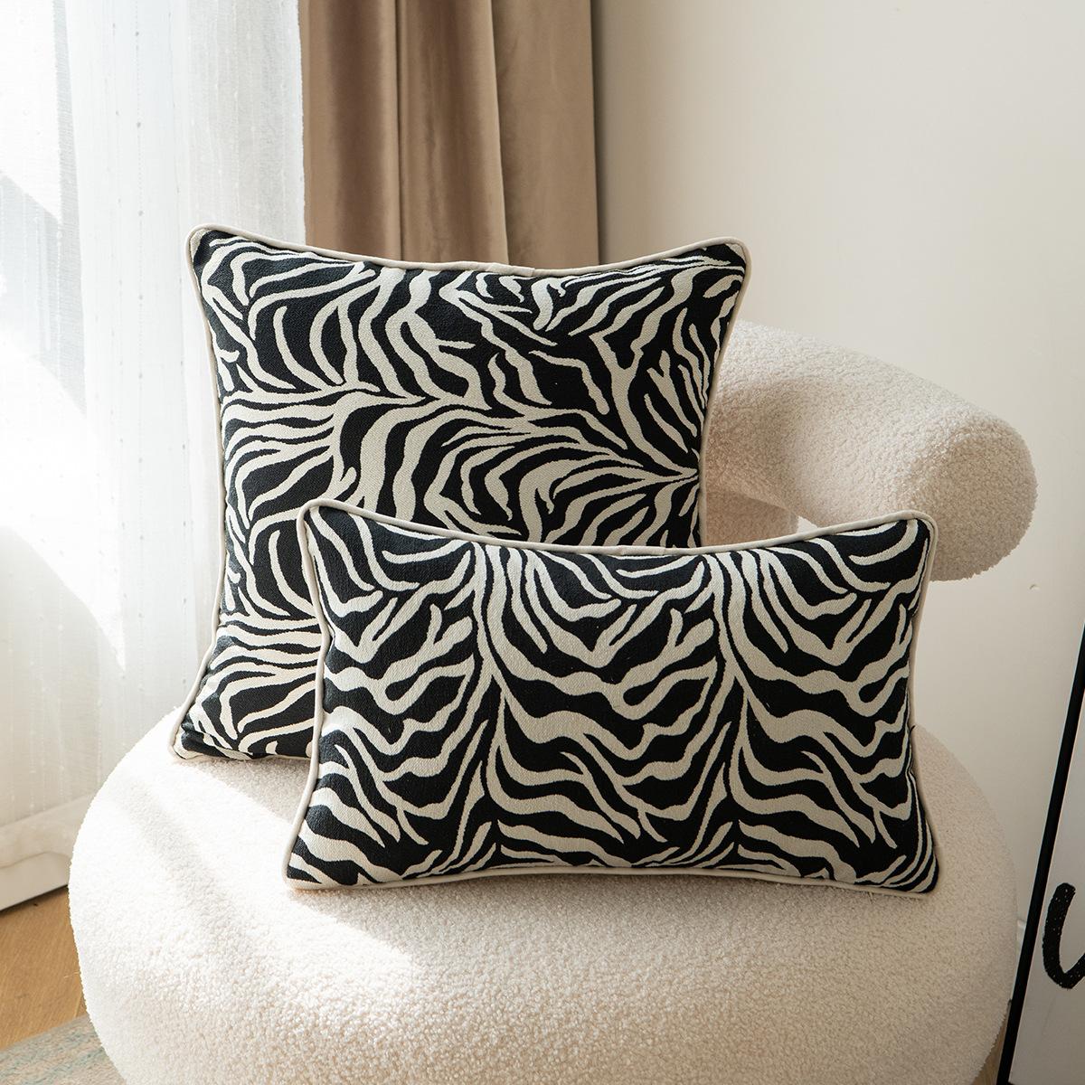 Writing A Notebook Unisex Light/Black/White Luxury Zebra Pattern Pillowcase Animal Elements And Leopard Print Cushion Pillow Backrest Cushion Waist Pillow Cover