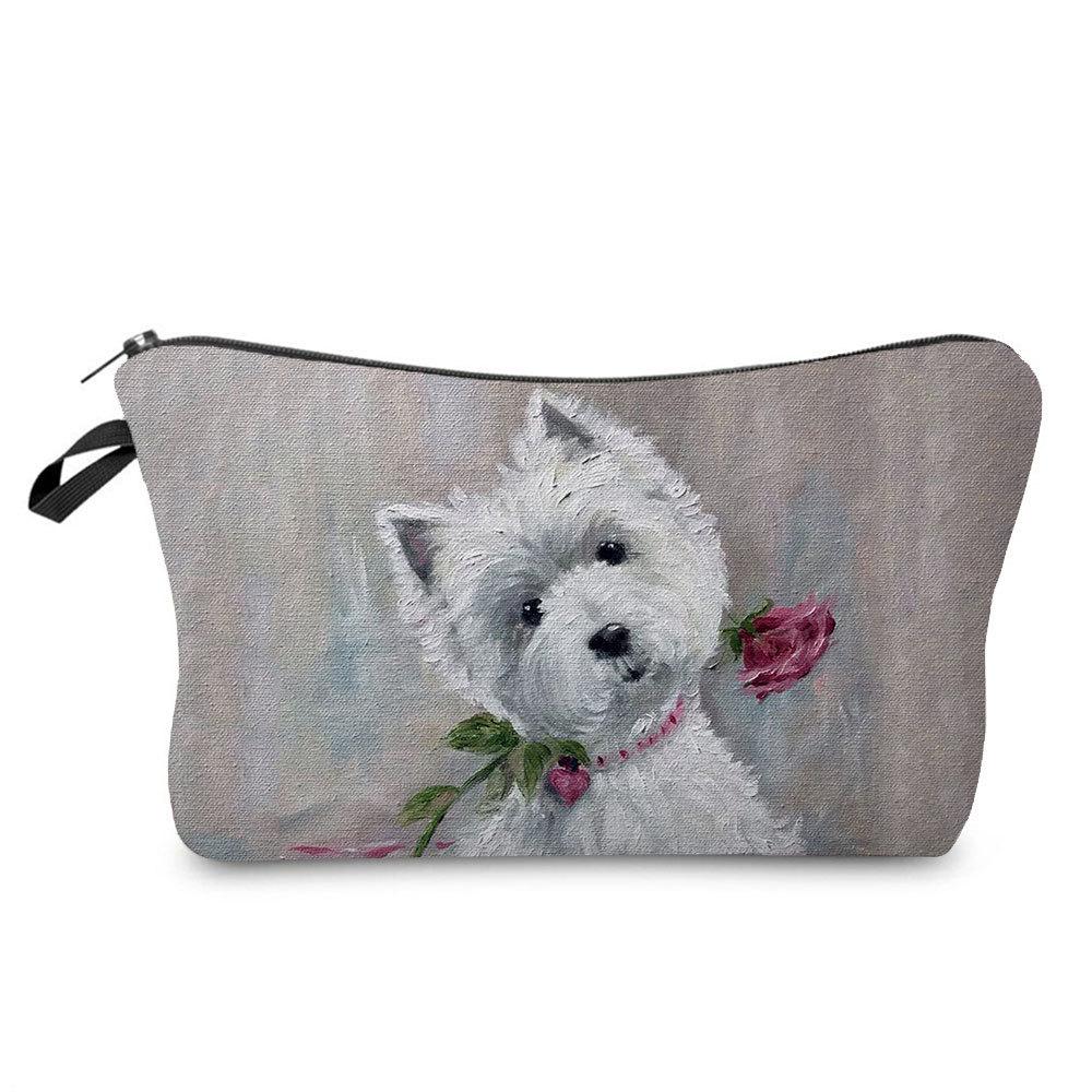 Women Dog Print Cosmetic Bag Toiletries Organize Travel Storage Case 6774