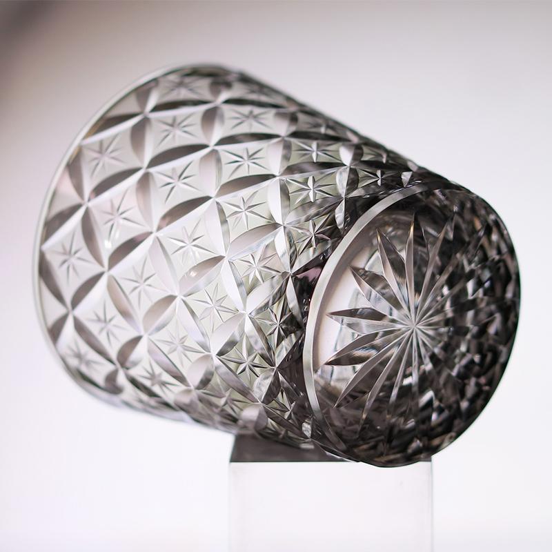 11 Oz 8.5 Oz Hand Cut Edo Kiriko Grey Crystal Glass Whiskey Tumbler With Hand Carved Star Pattern Unique Bourbon Glass Tumbler