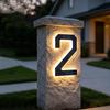 LED Solar House Number Light, IP44 Waterproof Outdoor Glowing Address Signs, Illuminated Address Plaque for Home Hotel Office