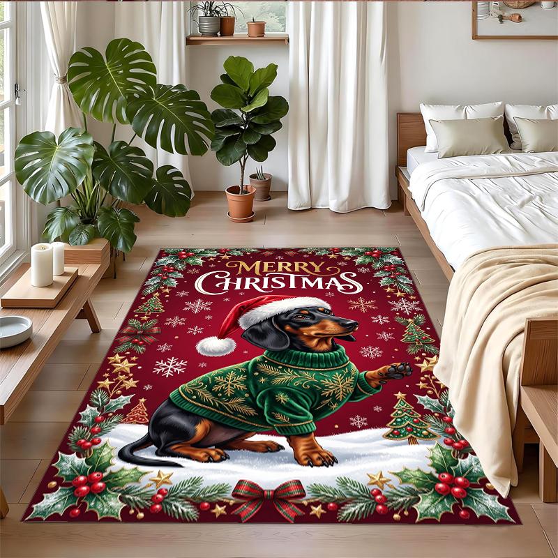 Christmas Printed Square Area Rug Soft Non Slip Floor Carpet For Bedroom Holiday Gift