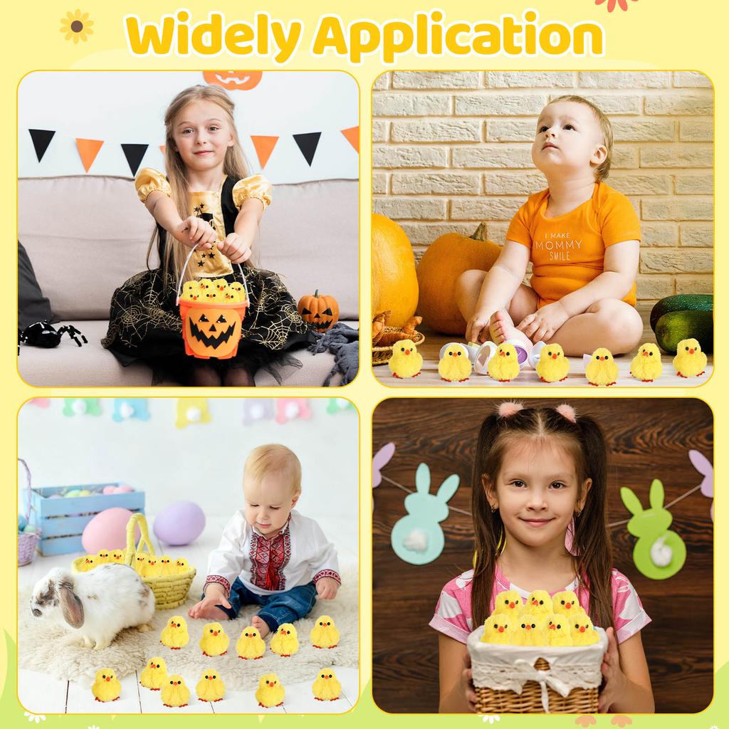 50Pcs Plush Chicks Keychain Large Fluffy Chicks Realistic Plush Chick Keychain Plu-Sh Pendant Easter Keyrings For Halloween, Chr