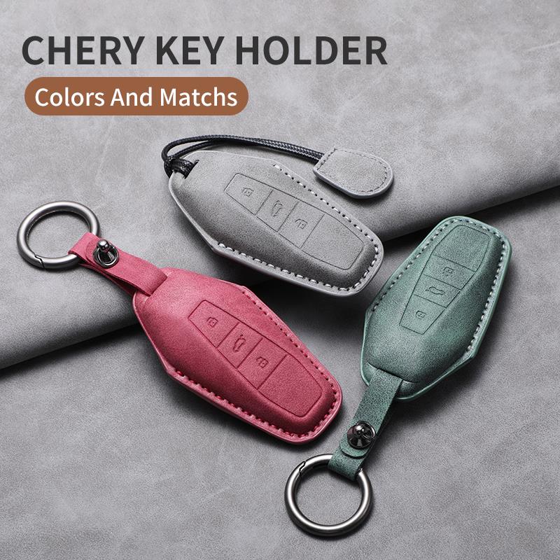 For Chery ICar 03 ICAR03 AIQAR EQ7 EQ5 EQ3 JAECOO J6 Keychain Accessories Sheepskin Leather Car Smart Key Case Cover Protector