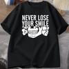Tricouri Grafice Nu-ți Pierde Niciodată Zâmbetul Bumbac Calitate Înaltă Casual Sport Larg Supradimensionat Imprimeu Amuzant Gât Rotund Tricouri Fashion Topuri