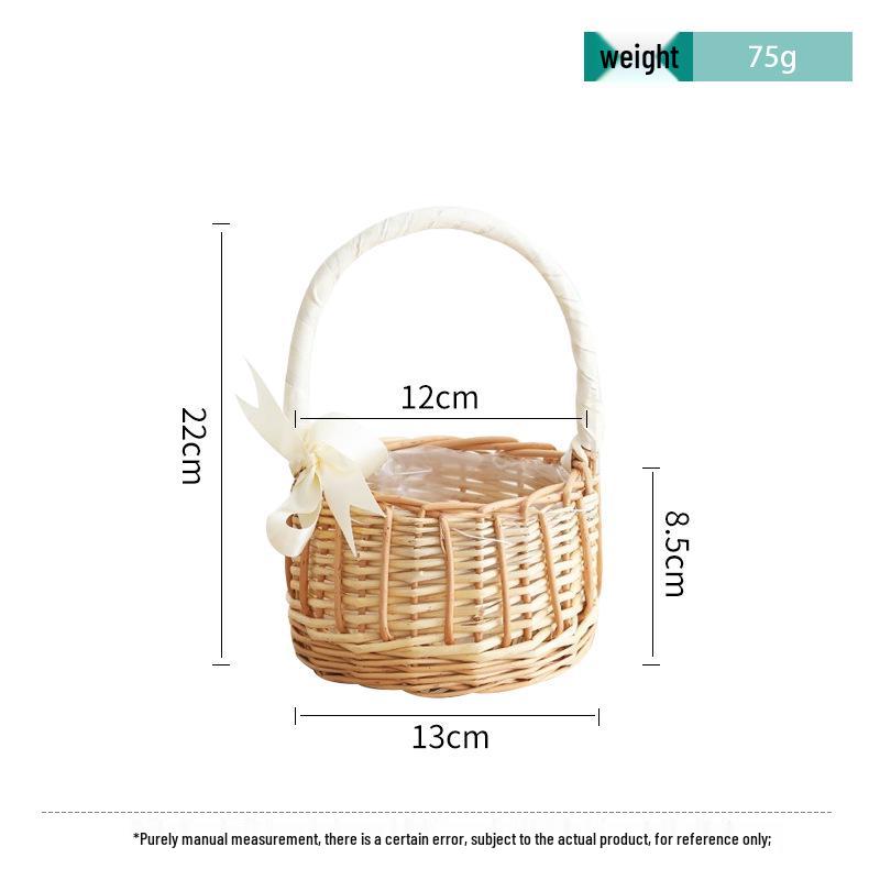 Willow Woven Princess Handbag: Floral Basket, Wedding Gift, and Pastoral Flower Arrangement Souvenir