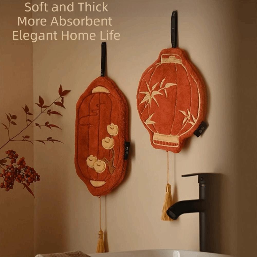Traditional Lantern-style Hand Towel Absorbent Chinese New Year Handkerchief  New Year Decoration