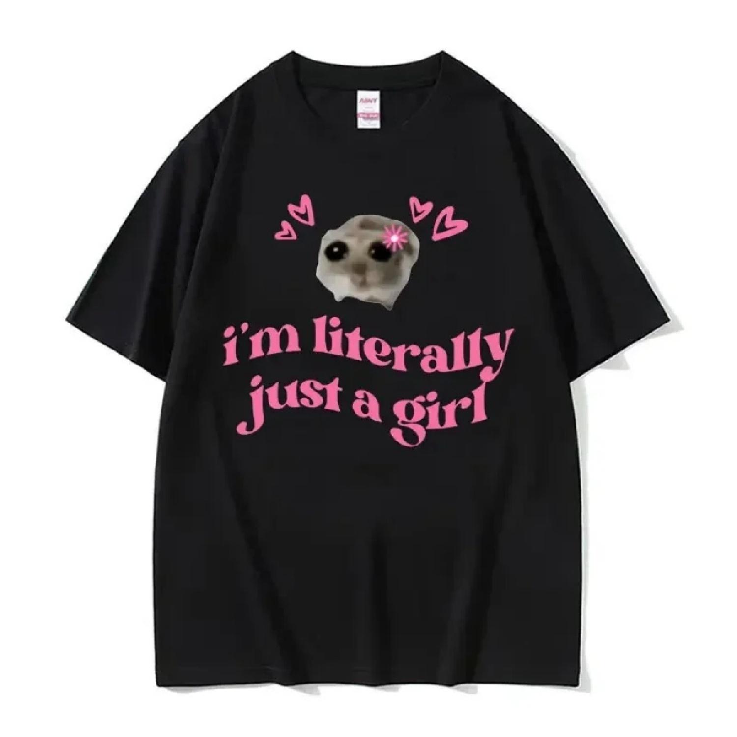 

Cute Mouse T Shirt Women Fashion Clothing T-shirts Funny Sad Hamster Meme Cry BiG Eye Aesthetic Clothes XXXXXL чорний