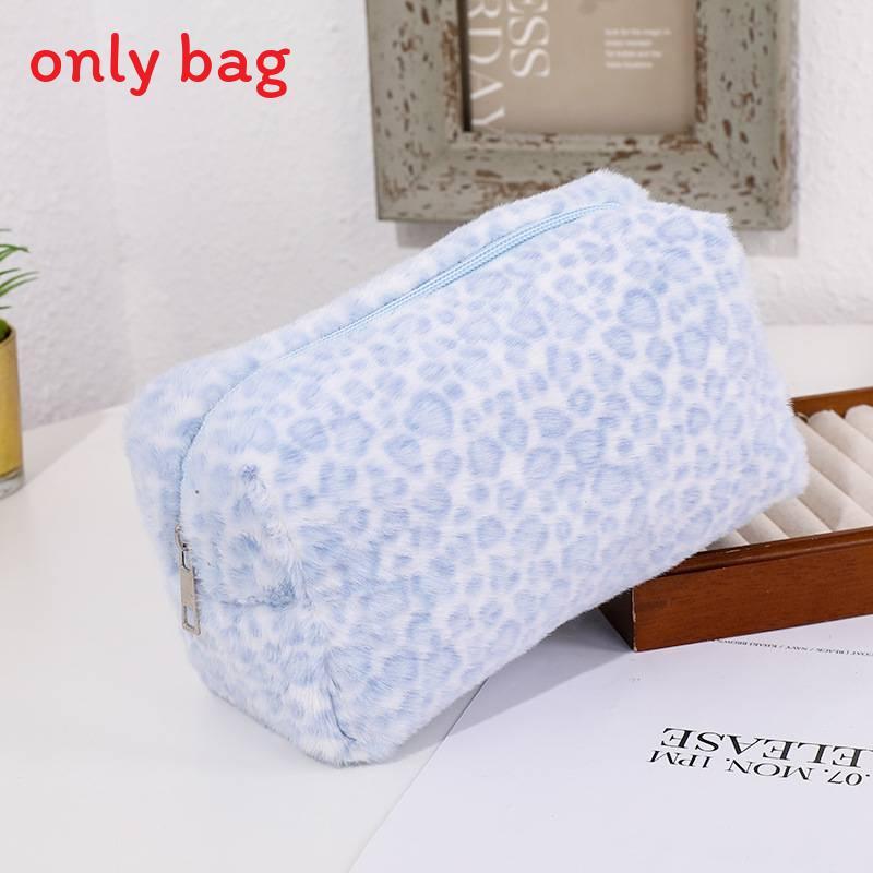 Plush Pink Leopard Print Makeup Bag With Travel Organizer For Women