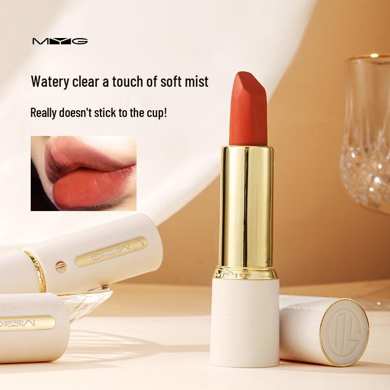 MYG Glamour Hall Waterproof Matte Lipstick: Long-Lasting, Non-Stick, Moisturizing, Sweat-Proof, Enhances Complexion - Little White Tube