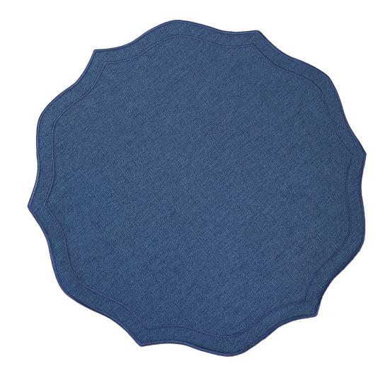 

Linen Placemats with Embroidery Overlocking Dining Placemats Durable Anti-Slip Table Protector for Hotel Restaurant B