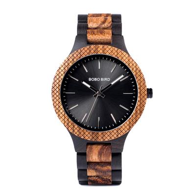 BOBO BIRD Armbanduhr aus Bambusholz für Japanische Bambusholz-Armbanduhr D30-1 Herren, Quarz, Analog, Vintage, Retro,