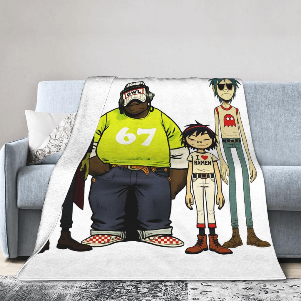 G-Gorillaz Music Band Blankets  Super Warm Fluffy Plush Bedding Throws For Kids Adult Couch Chair Sofa Bed Bedspread Bed Cover