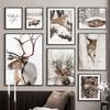 Winterlandschaft Bild Leinwand Malerei Wandkunst Elch Tier Holz Kiefernwald Poster und Druck für modernes Zuhause Wohnzimmer Dekor