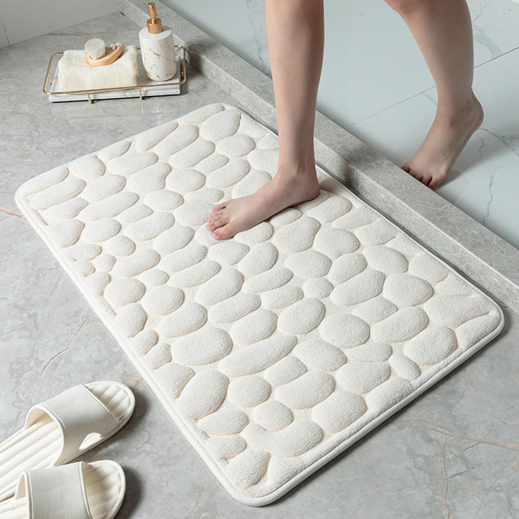Bath Mat Cobblestone Embossed Soft Memory Foam Pad Floor Rug Non Slip Water Absorbent Door Mat Chair Mat Machine