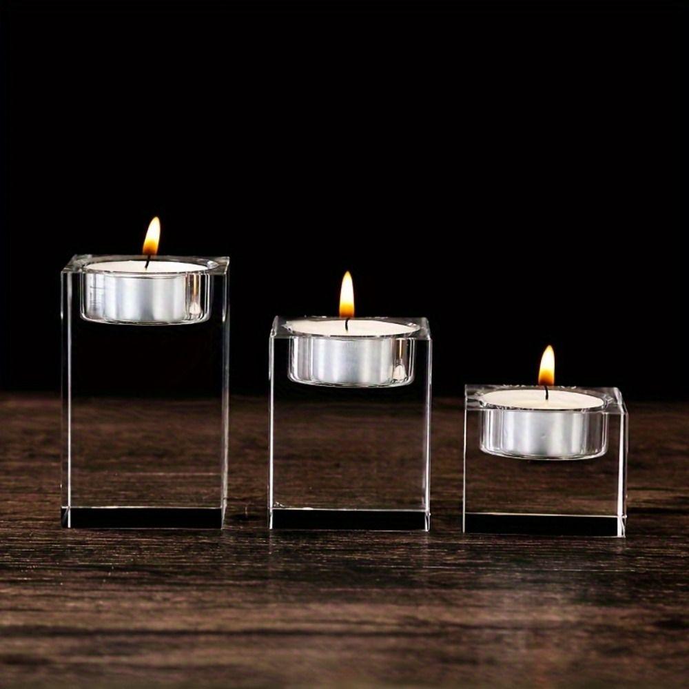 Glass Crystal Candle Holders Artistic Nordic Butter Lamp Holder Table Decorations