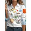 Ladies' long sleeved shirt, 3D printed, fashionable outfit
