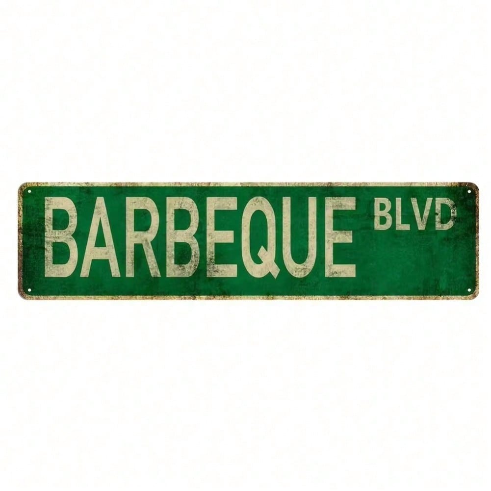 

Vintage Barbeque Metal Sign Waterproof Wall Art Home Bar Garage Decor 10x40 разноцветный