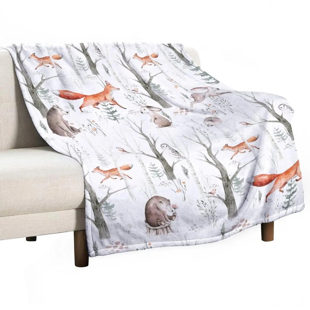 Rustic Indian Native Style Throw Blanket, Mexican Blanket, Primeval Forest Deer Animal Blankets Decor for Living Room Couch Bed