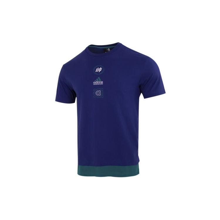 adidas Alphabet Logo Word Casual Sports Short Sleeve Blue Men s HE9922 XXL