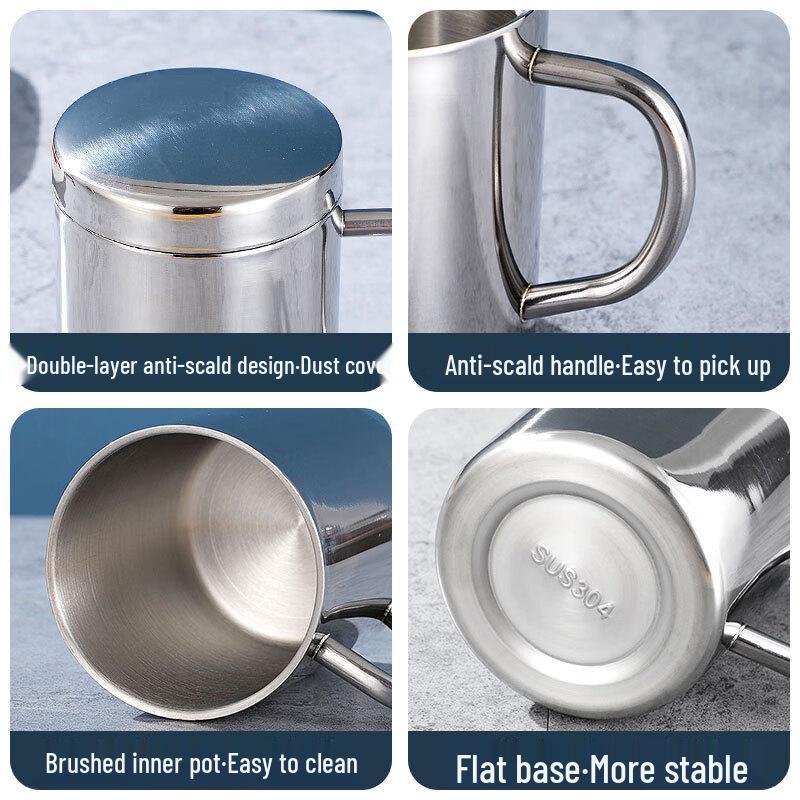 Lion Search 304 Stainless Steel Anti-scald Mug with Lid