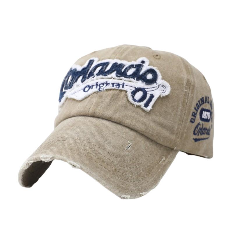 Big Head Circumference American English Baseball Cap Embroidery Washed Ripped Cap Female Korean Retro Face Small Visor