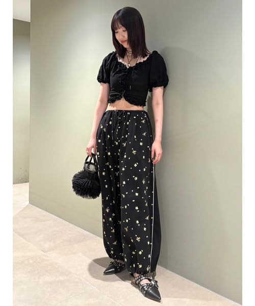 Furfur Flower Print Wide Sweat Pants RWCP252024BLKF