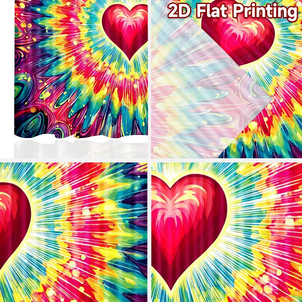 2D Flat Printing 2pcs Drapes Colorful Heart Tie Dye Digital Printed Polyester Drapes Festive Curtains Perfect for Yard & Garden