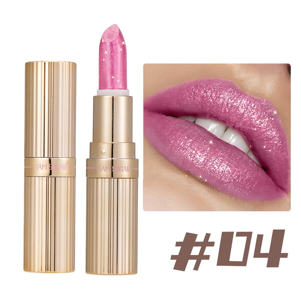 Shiny Metal Glitter Lipstick SAM SUGAR Pearlescent Lustre Velvet Lip Balm Non Grainy Hydrating Long Lasting Shimmery Lips Cosmetics for Women