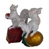 Polyresin Showpiece - Squirrel Holding Nuts Statue for Home Decor, Vaastu, Fang Sue, Traditional, Handmade, Miniature, Antique (Multicolor, Set of 2)