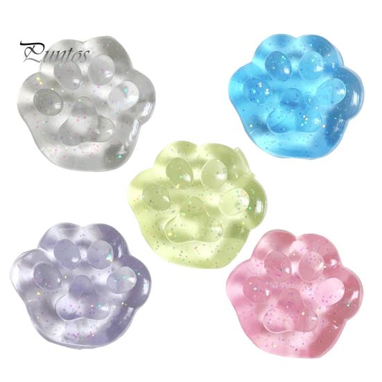3/5Pcs Clear Cat Paw Squeeze Toy Anxiety Stress Relief Transparent Kitten Paw Pinch Sensory Toy Kids Teens Adults Soft TPR Stress Ball Animal Paw