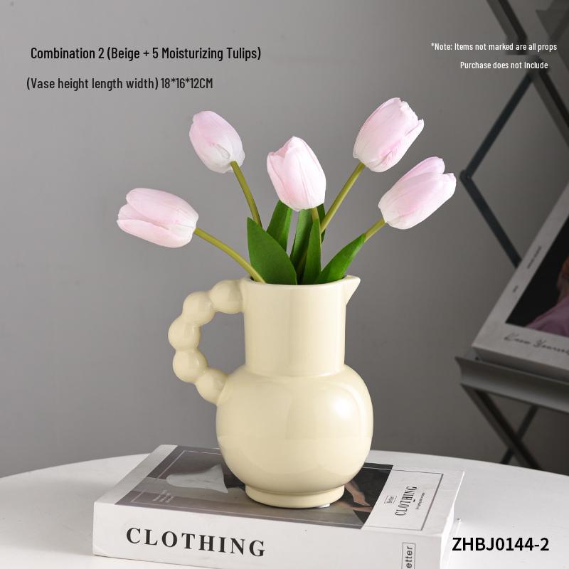 Keramisk vas i Wabi-Sabi-stil för blommor: Prydnad för vardagsrum för hydroponiska arrangemang och vattenutställningar med färska blommor