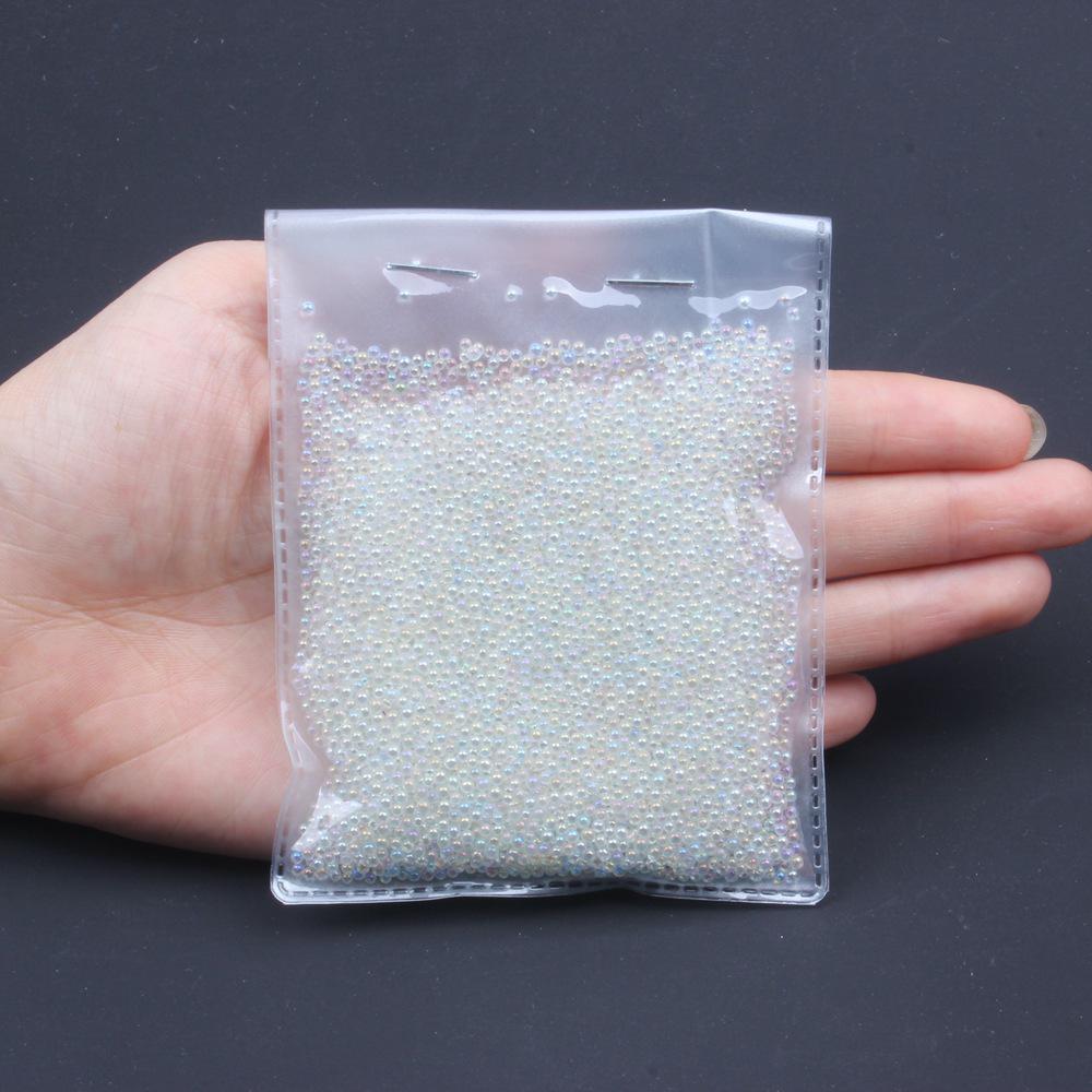 Transparent Iridescent Glass Bubble Beads for Nail Art - No Hole Pixie Caviar Beads