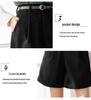 Plus Size High Waist Corduroy Shorts - Women's Autumn/Winter Wide Leg, Loose Casual Five-Point Shorts