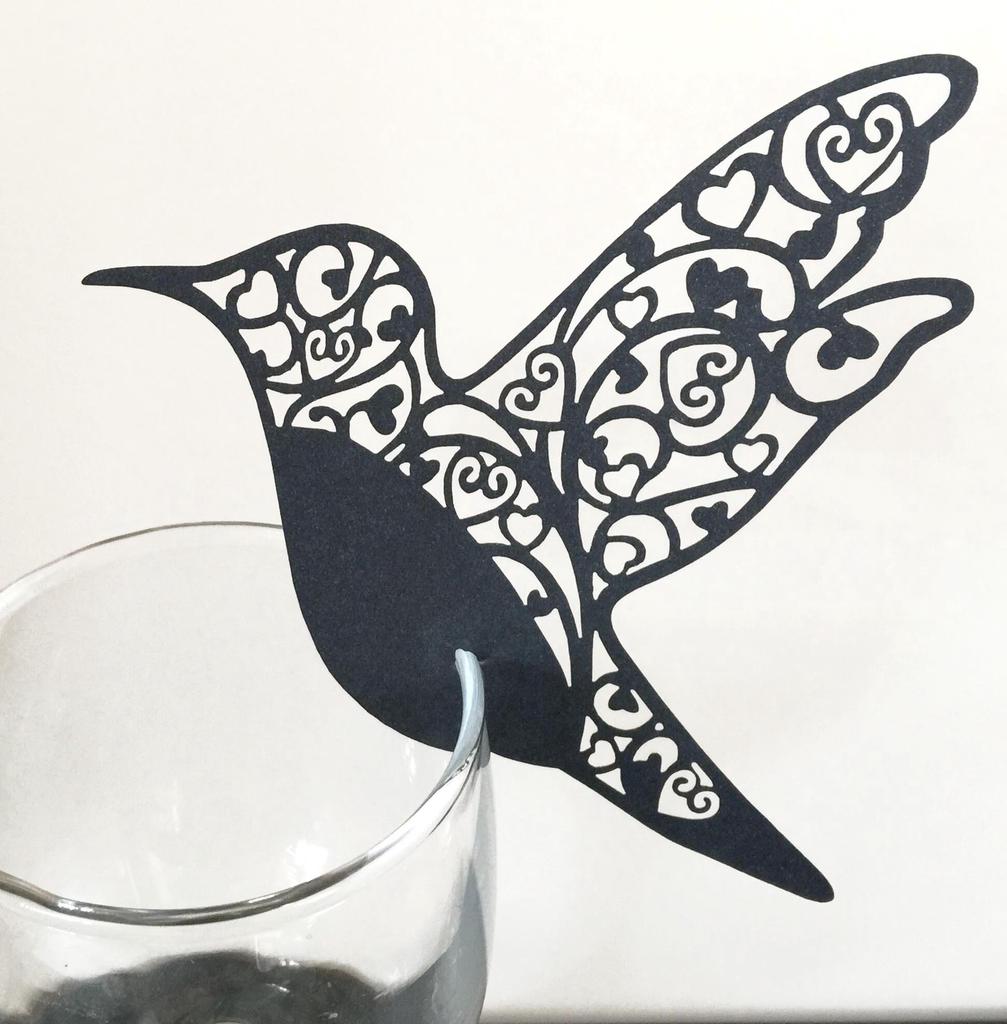 Segnaposto Colibrì In Carta Perlescente – Confezione Da 20 Unità Per Matrimonio E Feste, Ideale Per Bicchiere Di Vino