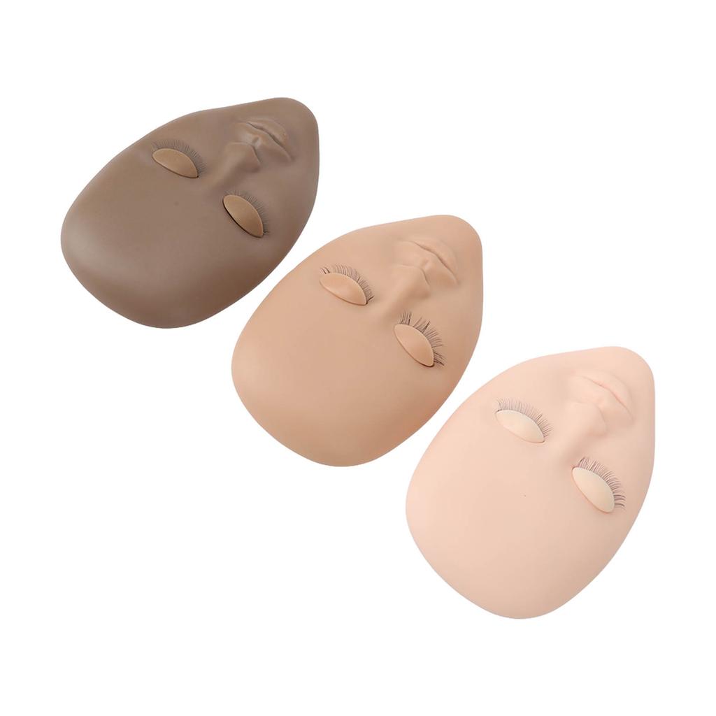 3PCS Eyelash Mannequin Head Removable Replaced Eyelids Eyelash Practice Head Model for Beauty