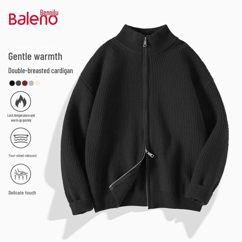 Baleno Men's Solid Stand-Collar Knit Cardigan