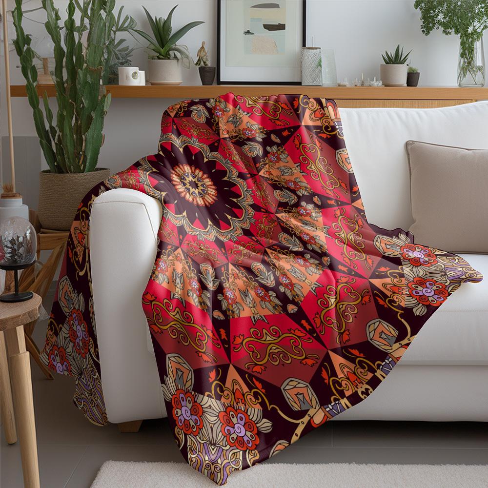 Boho Floral Paisley Mandala Print Blanket Decorative Throw Bedspread Sofa Cover Warm Cozy Gift