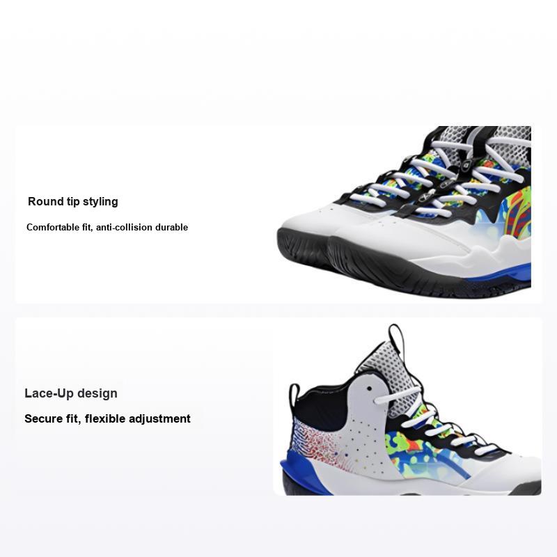 Li Ning Ομάδα Πρωτοπόρων 3.0 Απορρόφηση Κραδασμών Αντιολισθητικά Ανθεκτικά στη Φθορά Ψηλές Μπασκετικές Παπούτσια Παιδικά Αθλητικά Παπούτσια Λευκό Μπλε YKBT004-5