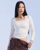 Moa Square Neck Shirred Long Sleeve (Ivory)