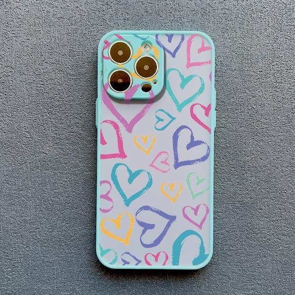 Cute Little Hearts Print Phone Case For iPhone 14 13 12 11 Pro Max Mini 15 Pro Max XS XR X 7 8 15 Plus SE 2020 Shockproof Cover