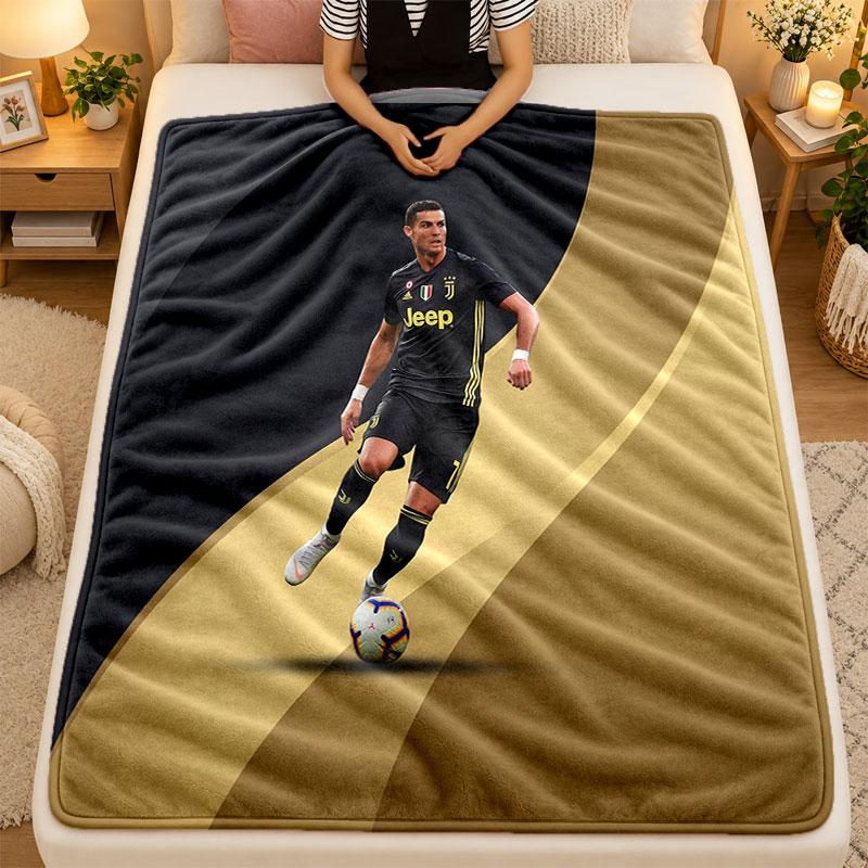 Flannel BlanketCristiano Ronaldo Warm Soft Throw Blanket for Indoor Sofa Bed Living Room Use