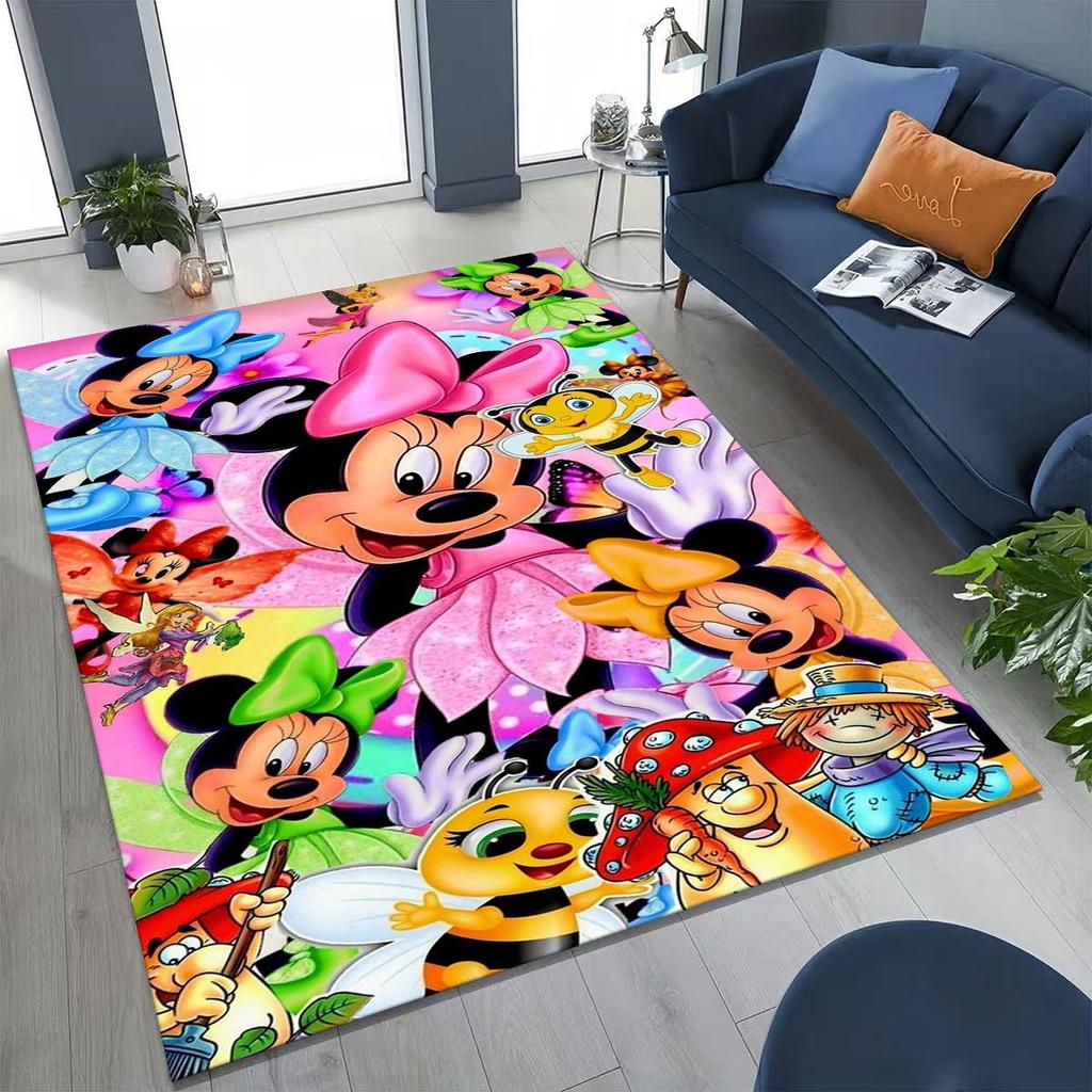 3D Tištěný Kreslený Koberec Minnie Mickey Mouse do Ložnice Obývacího Pokojí Pohovky Domu Rohožka Dekorace, Velký Dětský Protiskluzový Podlahový Koberec Dárek